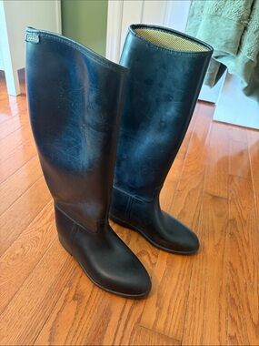 Aigle Black Waterproof Knee Boots